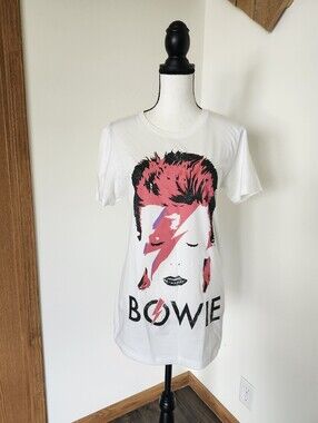 David Bowie Graphic T Shirt with Pink Lightning Bolt